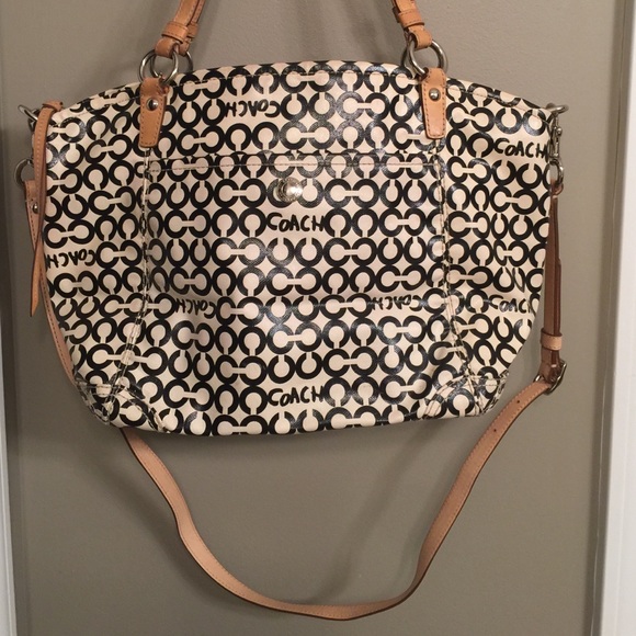 Coach black and cream signature "C" shoulder bag - Picture 3 of 4