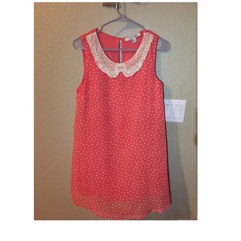 Peach polka dot dress