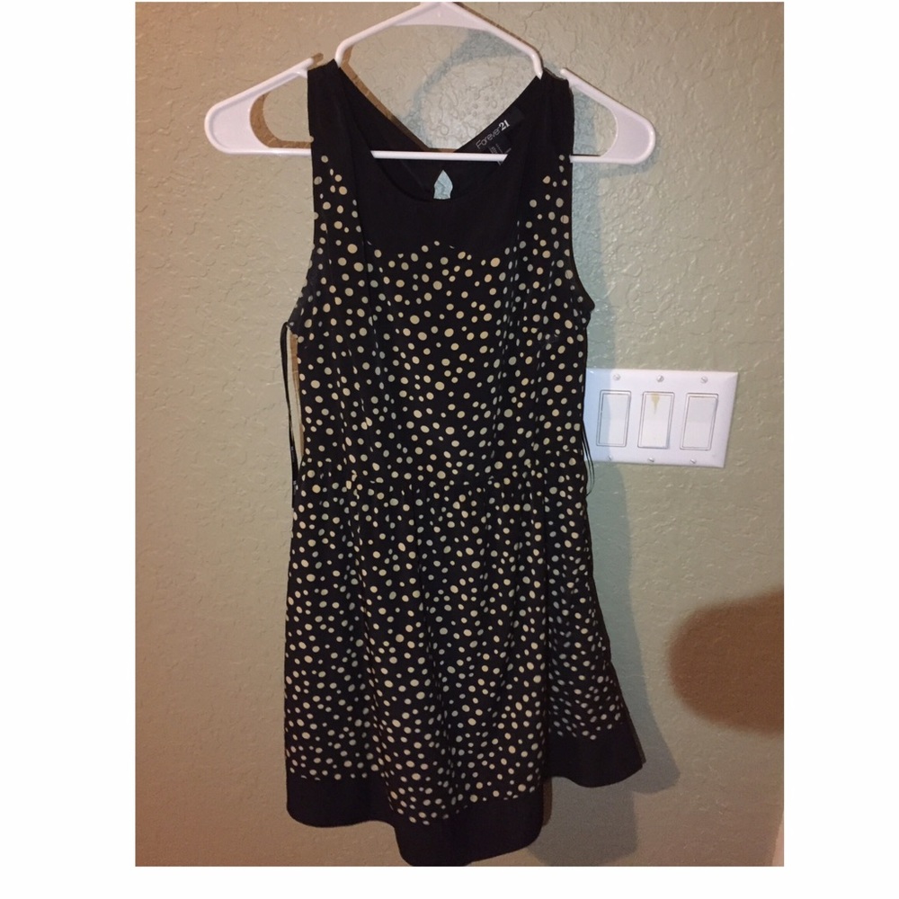 Black and cream polka dot dress