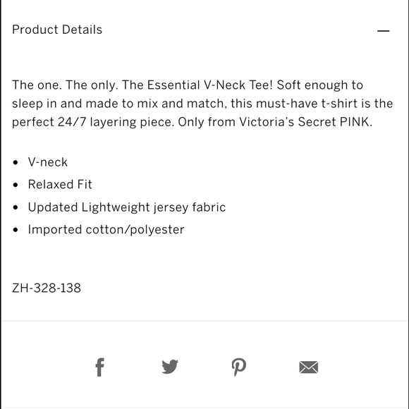 PINK essential V neck tee - Picture 3 of 4