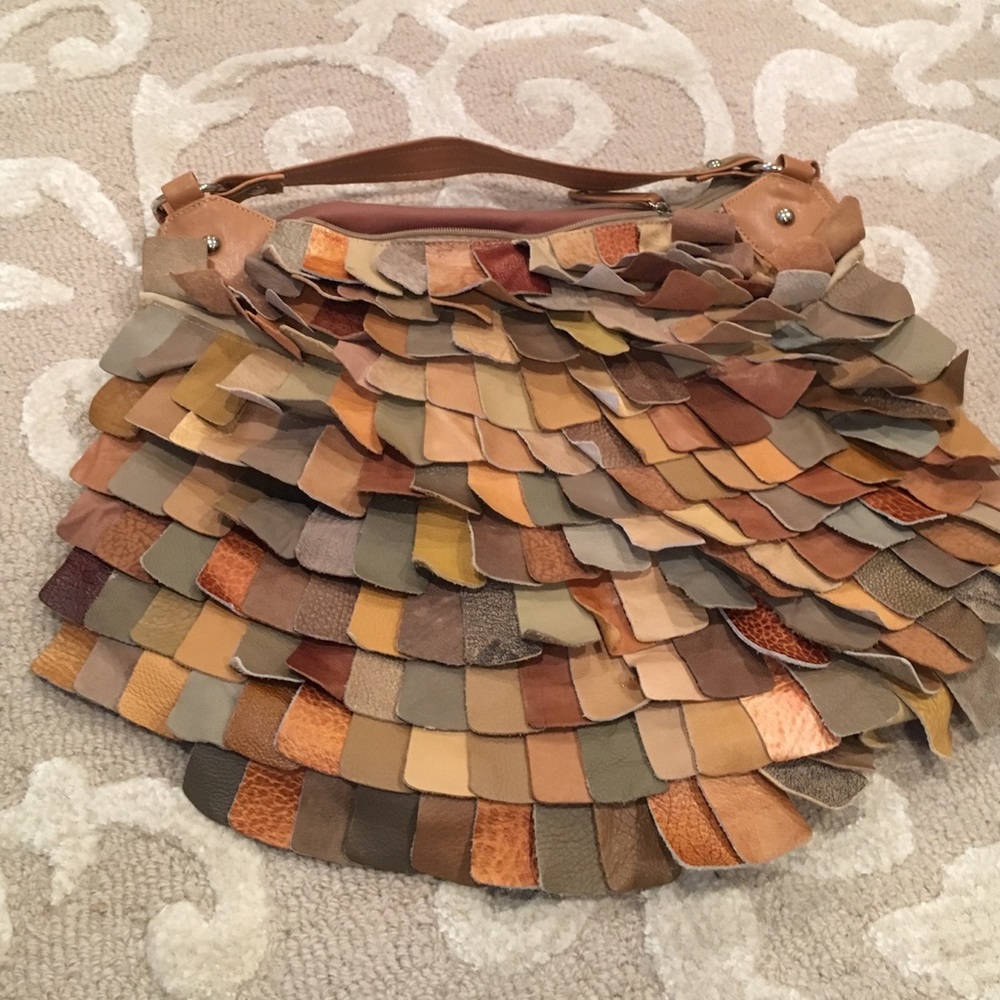 Multicolor genuine leather handbag