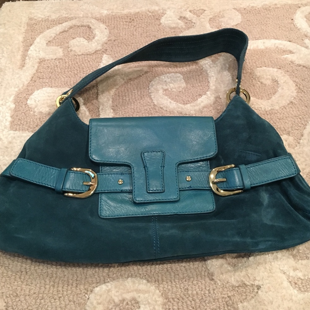 Banana Republic suede teal handbag