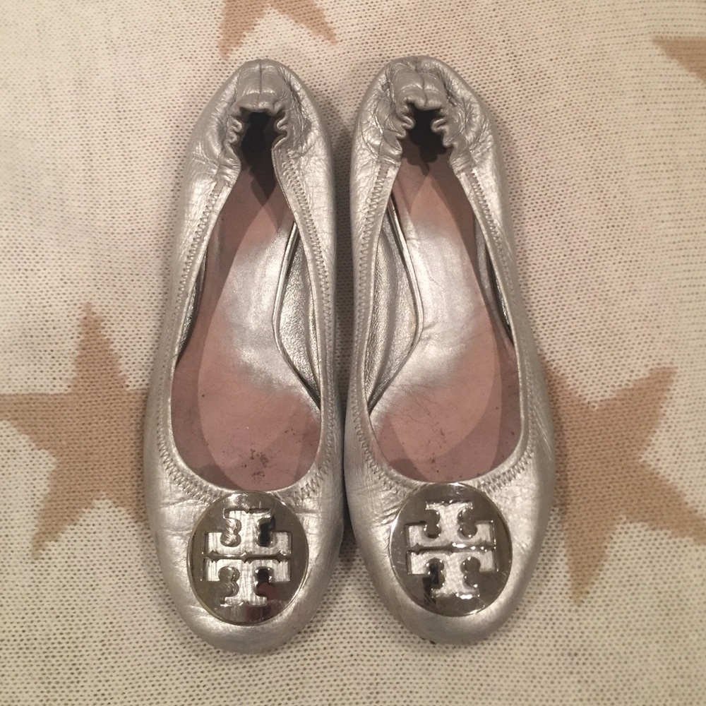 Silver Tory Burch flats