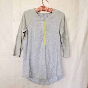 Lululemon Gray Green Zip Casual Top 3/4 Sleeve
