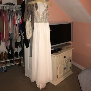 White beaded prom dress