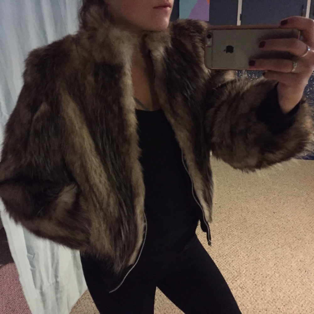 REAL fur zip up coat