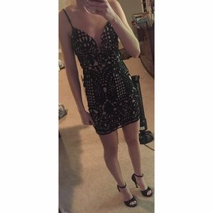 Black and nude lace dress