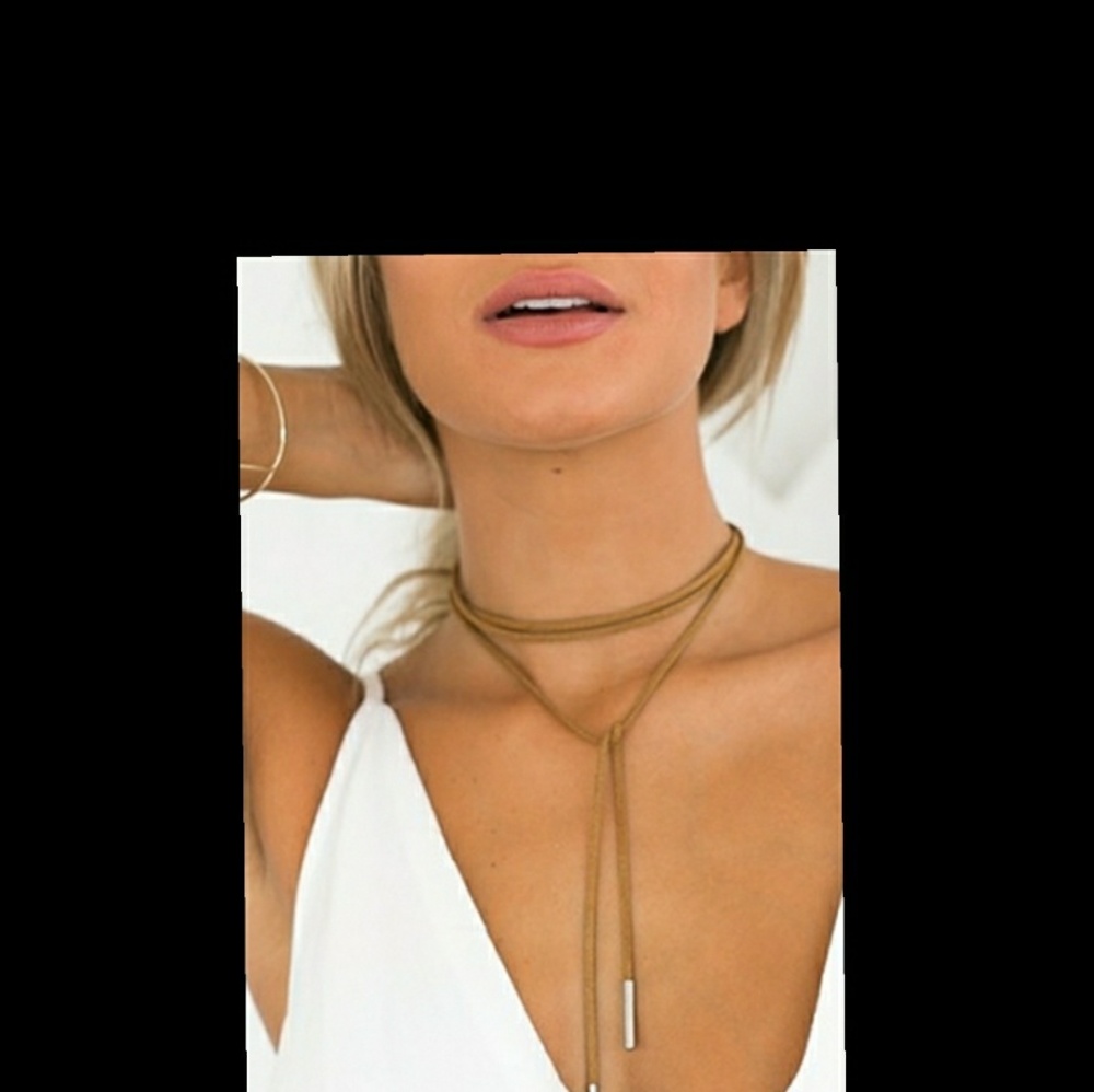 Come to me Black Silver Suede Wrap choker necklace