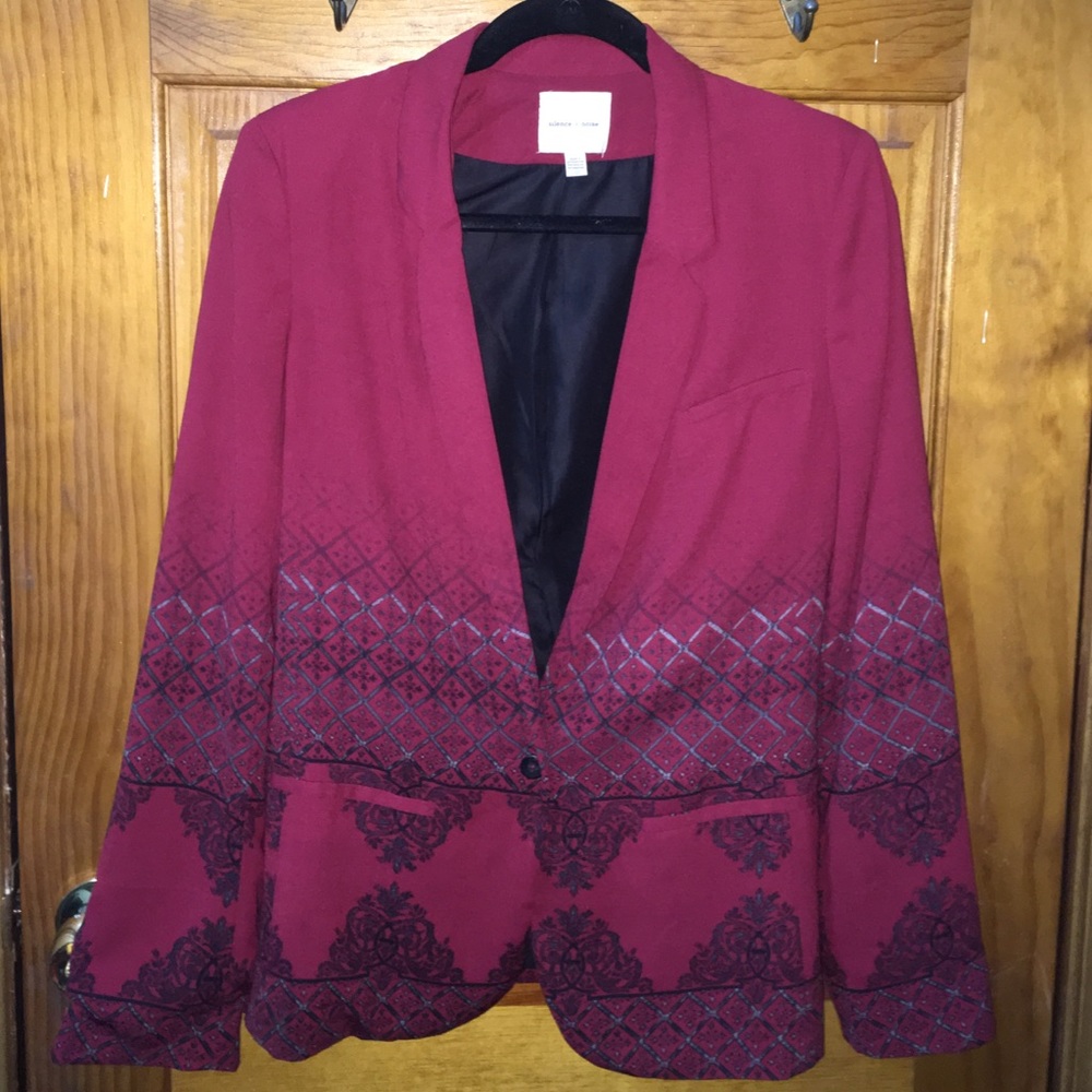 Red embroidered blazer