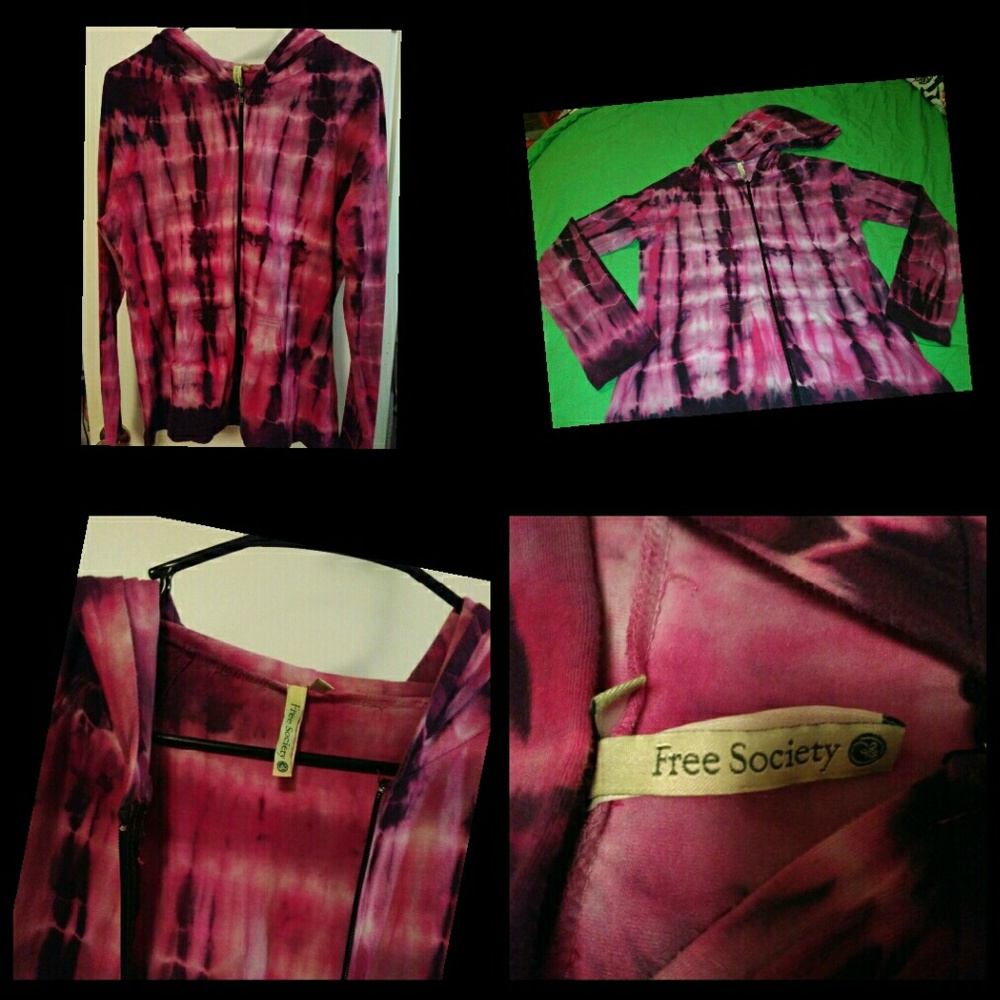 Free Society pink & purple tie dyed hoodie Large