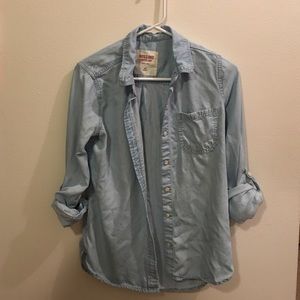 Women's Mossimo Chambray Button Up Shirt