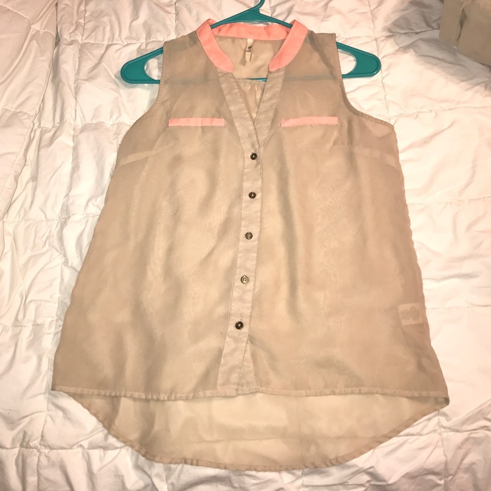 Sheer button up tank top