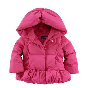 Like new - Ralph Lauren ruffle hem puffer coat