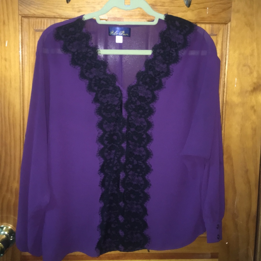 Purple and black lace blouse