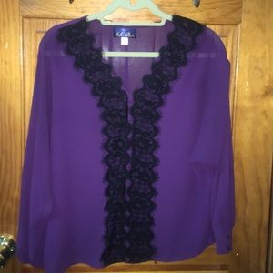 Purple and black lace blouse