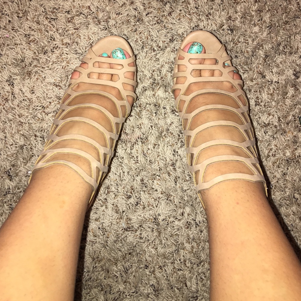 Nude wedge heel