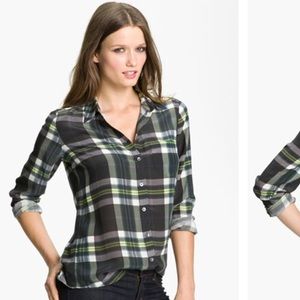 Plaid silk blouse
