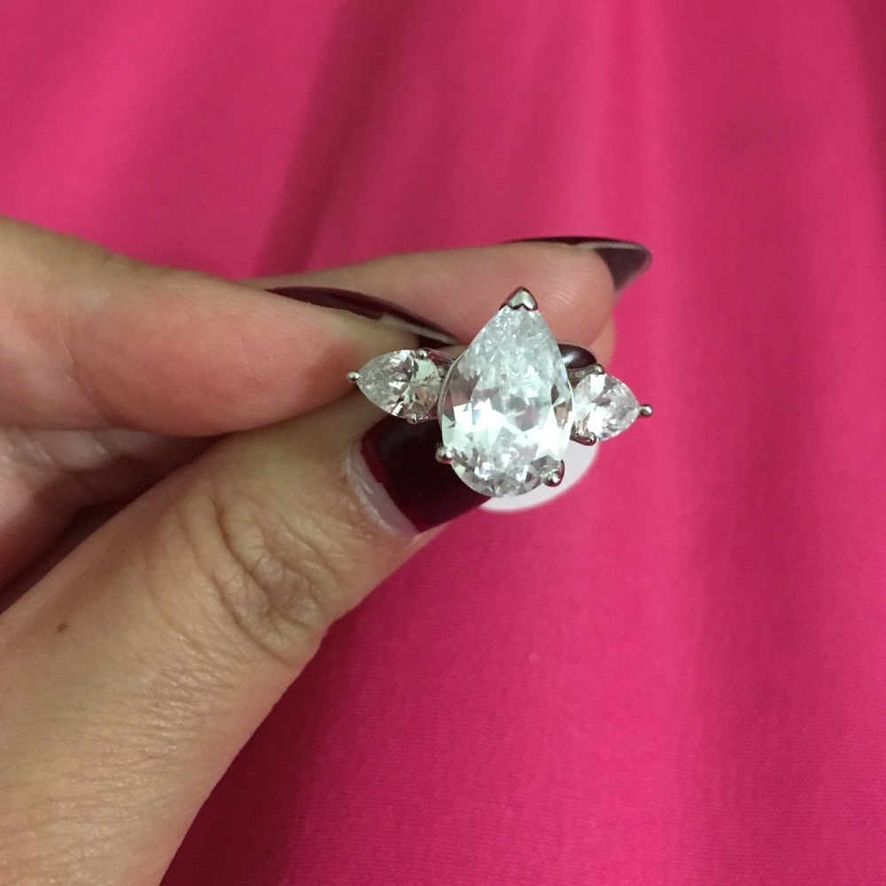 Cubic Zirconia Pear Cut Ring