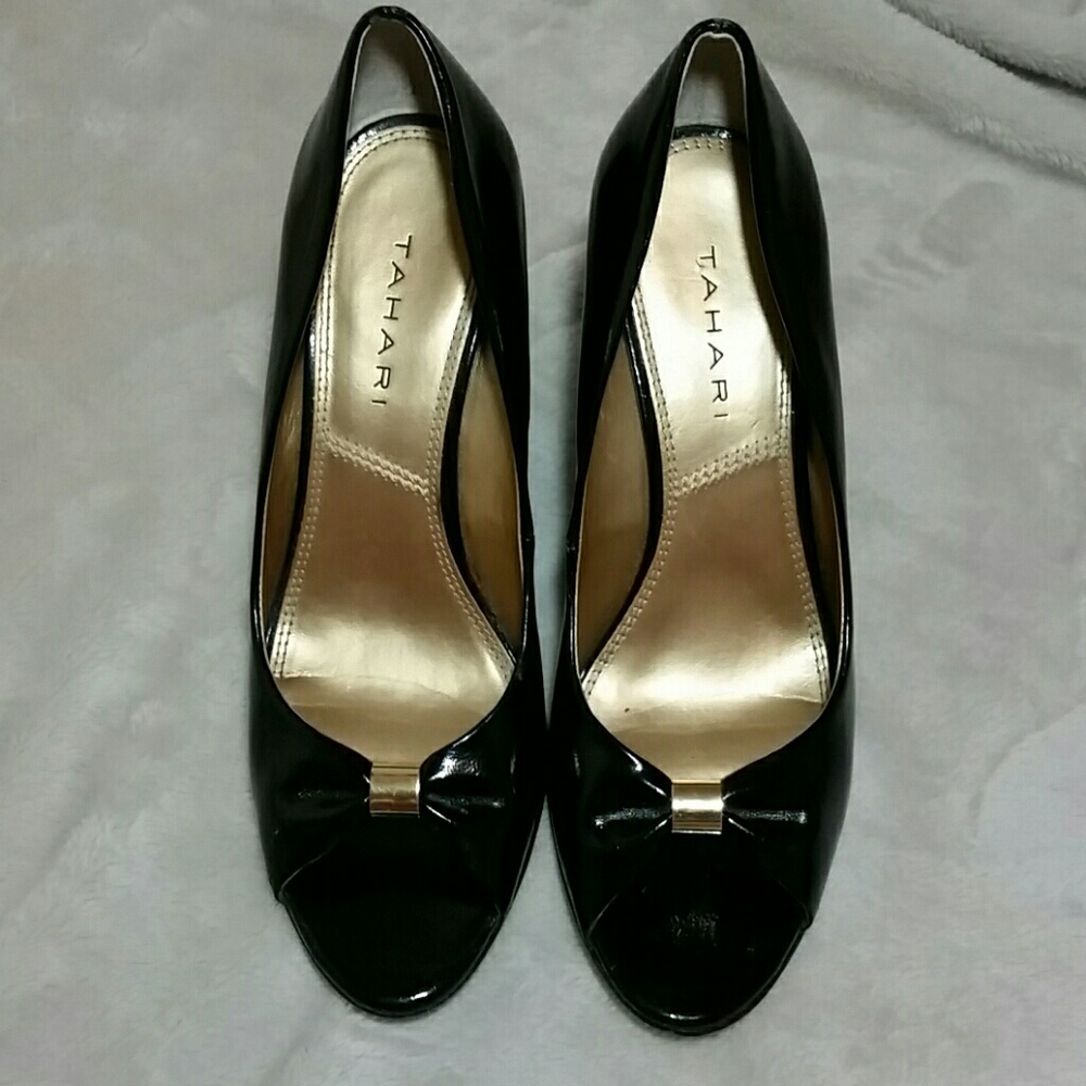 Tahari Gavin Open Toe Wedge Pumps