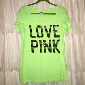 Victoria Secret PINK lime green sequin shirt