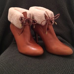 Authentic Coach fur lined leather boots