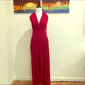 Red halter jumpsuit