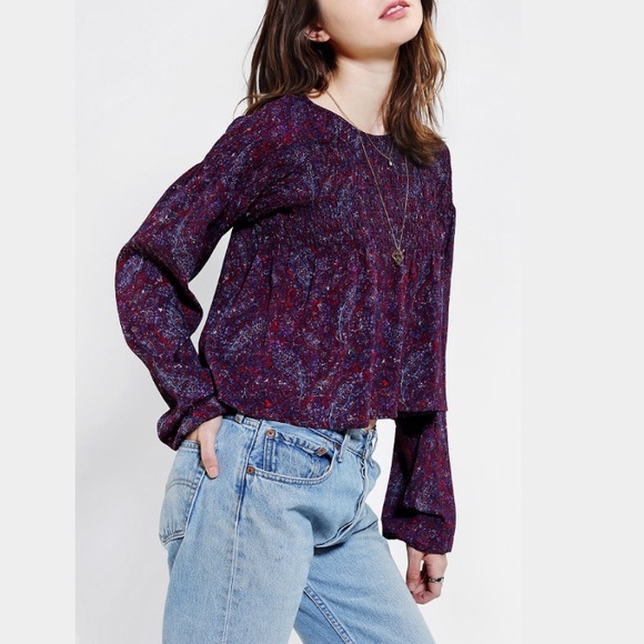 Purple Smocked Peasant Blouse - Picture 2 of 2