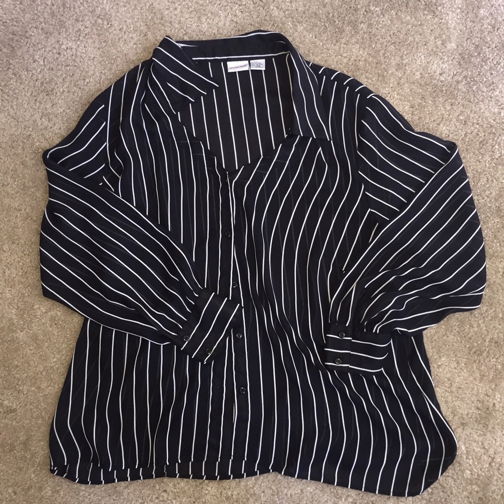 Striped sheer women's button down blouse