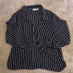 Striped sheer women's button down blouse