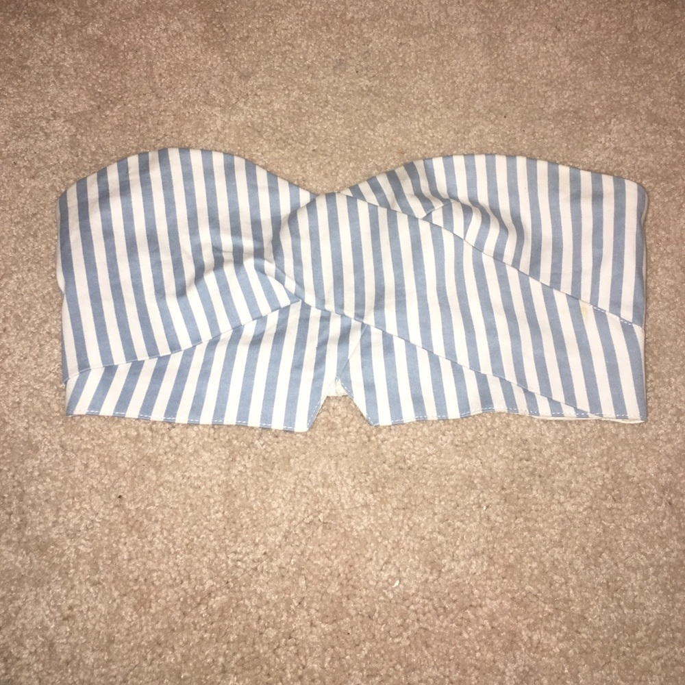White and blue pinstriped bandeau