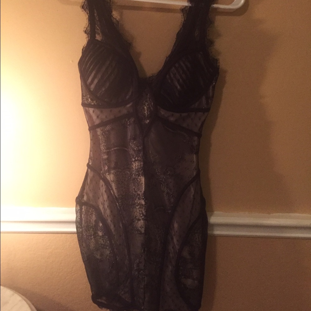 Bebe lingerie style black lace dress.
