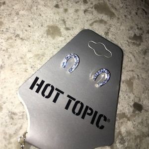 Light blue horseshoe earrings and necklace