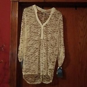 Wallflower size L lace 3/4 sleeve top NWT