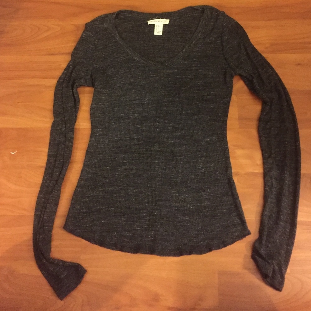 Forever 21 Dark gray V neck basic long sleeve