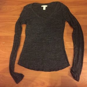 Forever 21 Dark gray V neck basic long sleeve