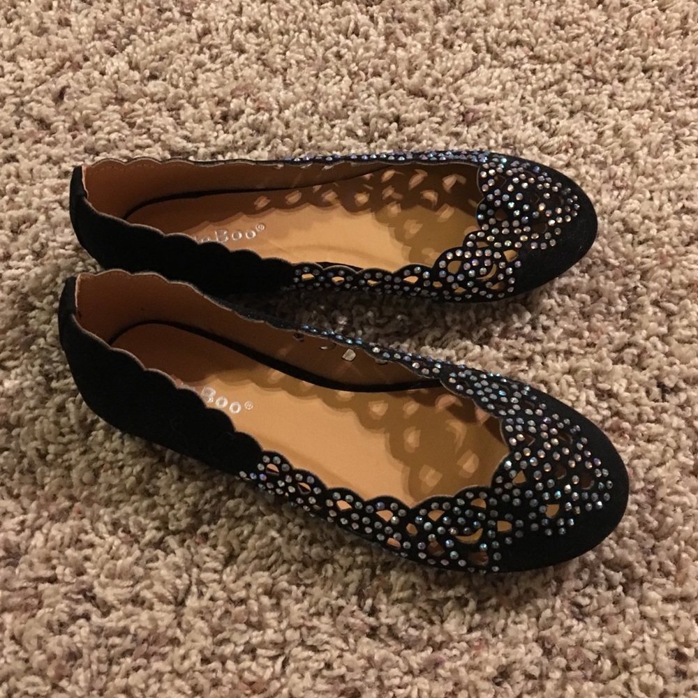 Bamboo laser cut rhinestone flats