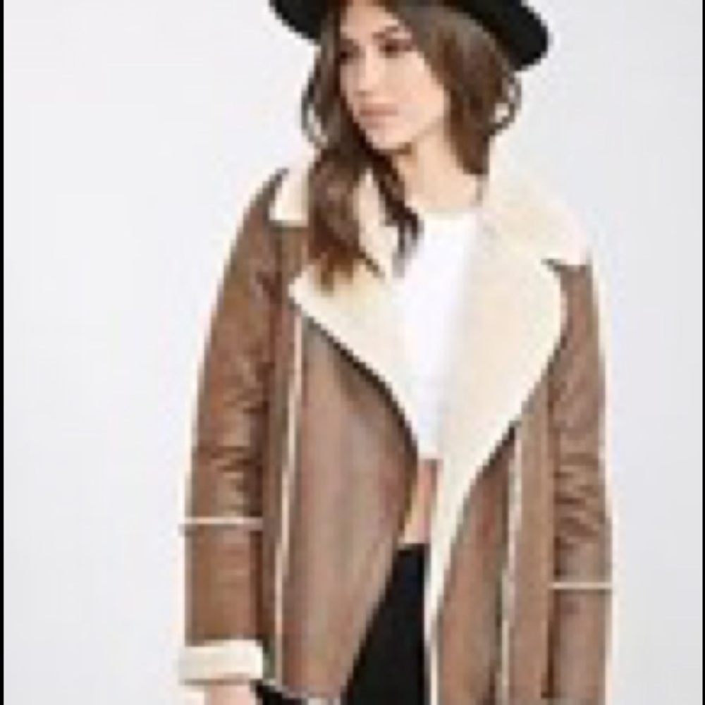 Brown faux- suede jacket with fur inside