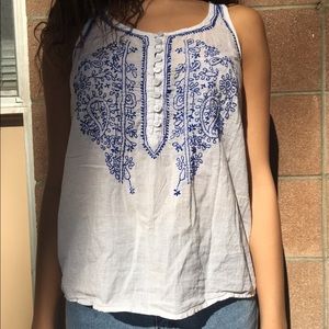 Thick strap embroidered tank