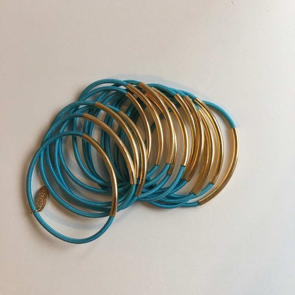 Set of 15 Elastic Bracelets / Turquoise / One Size