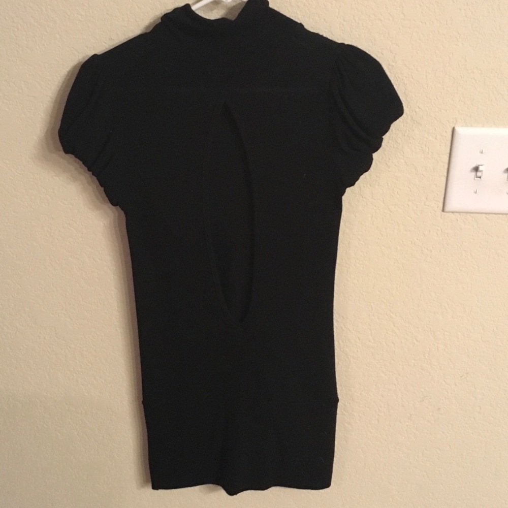 Black Turtleneck W/Keyhole Cutout Back