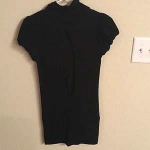 Black Turtleneck W/Keyhole Cutout Back