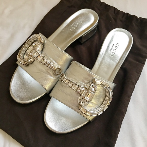 gucci silver slides