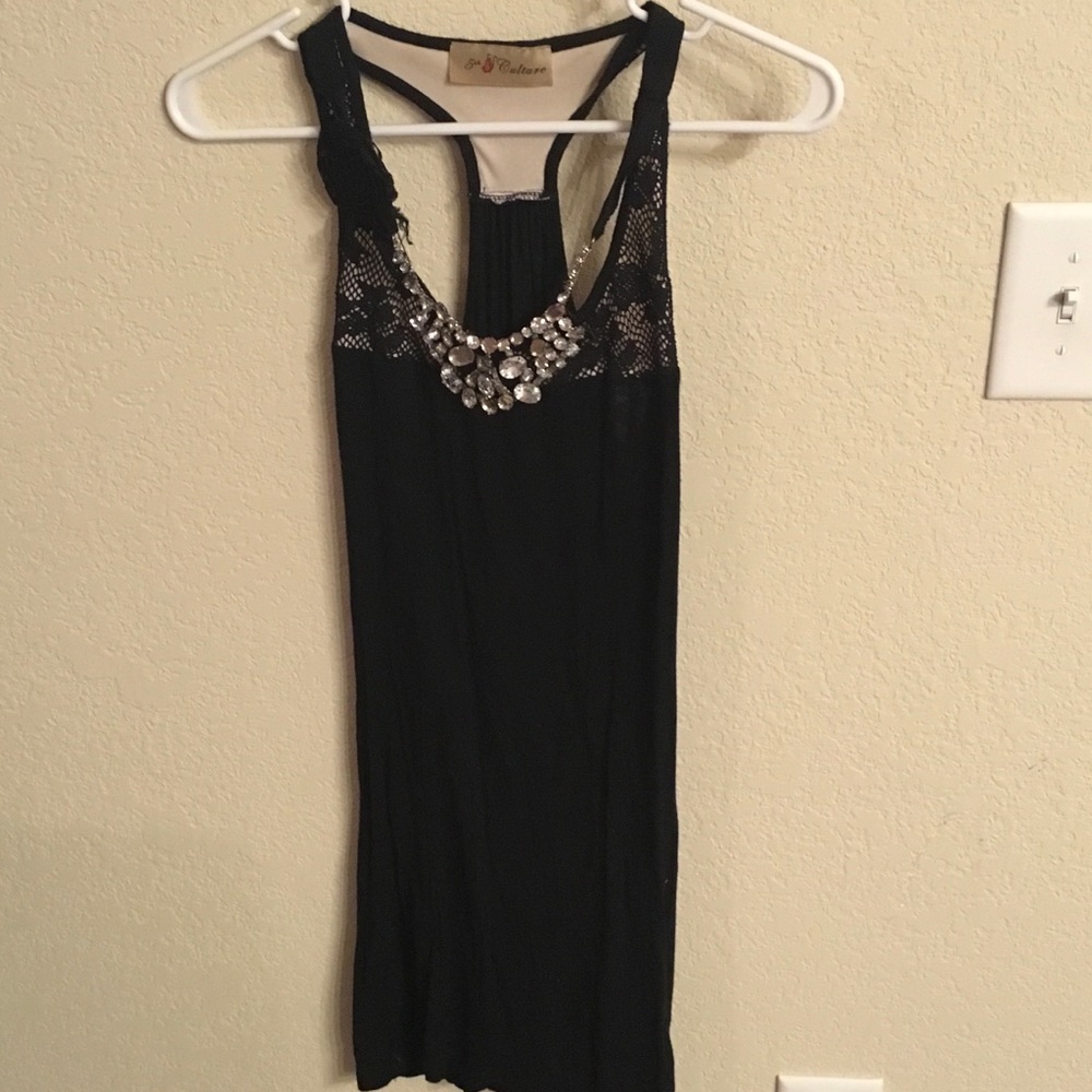 Black Jeweled Racerback Tunic