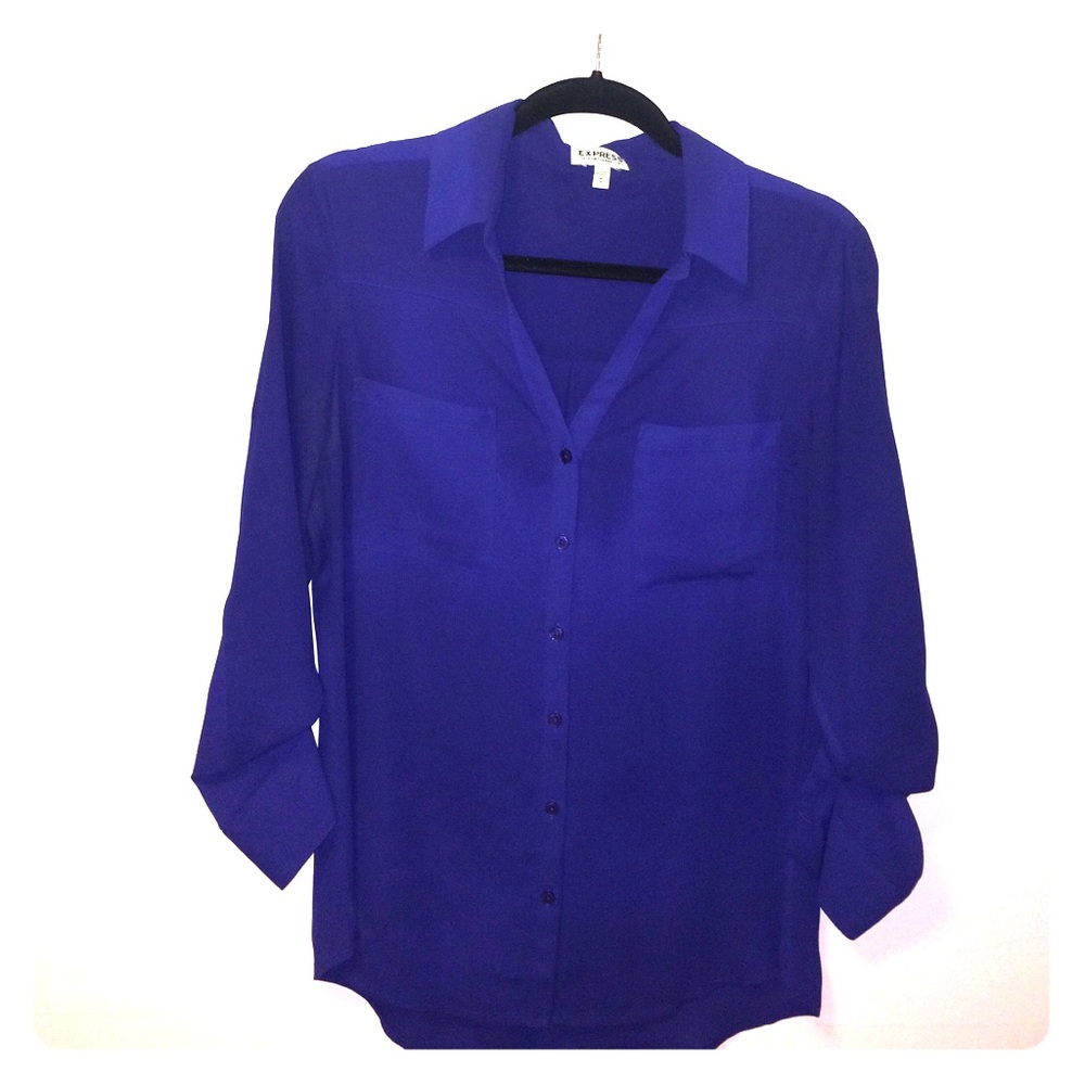 Bright blue portofino shirt by Express, size M