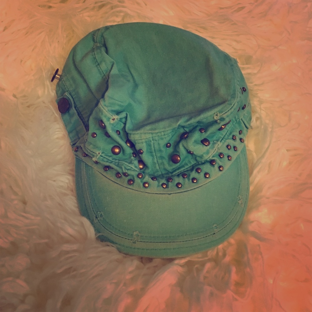 Aqua hat with studs
