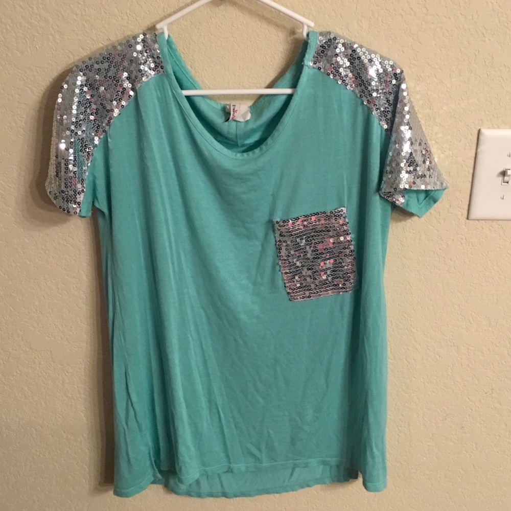 Teal Sequined Top