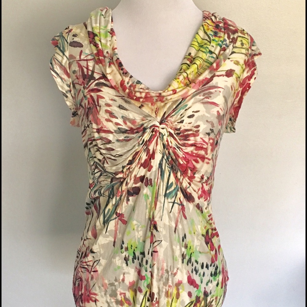 Anthropologie Velvet watercolor print tee top