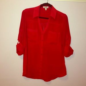 Pretty red portofino shirt by Express, size M