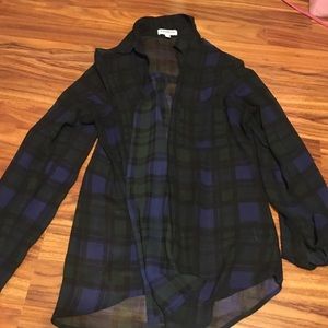 Sheer flannel patterned button up.