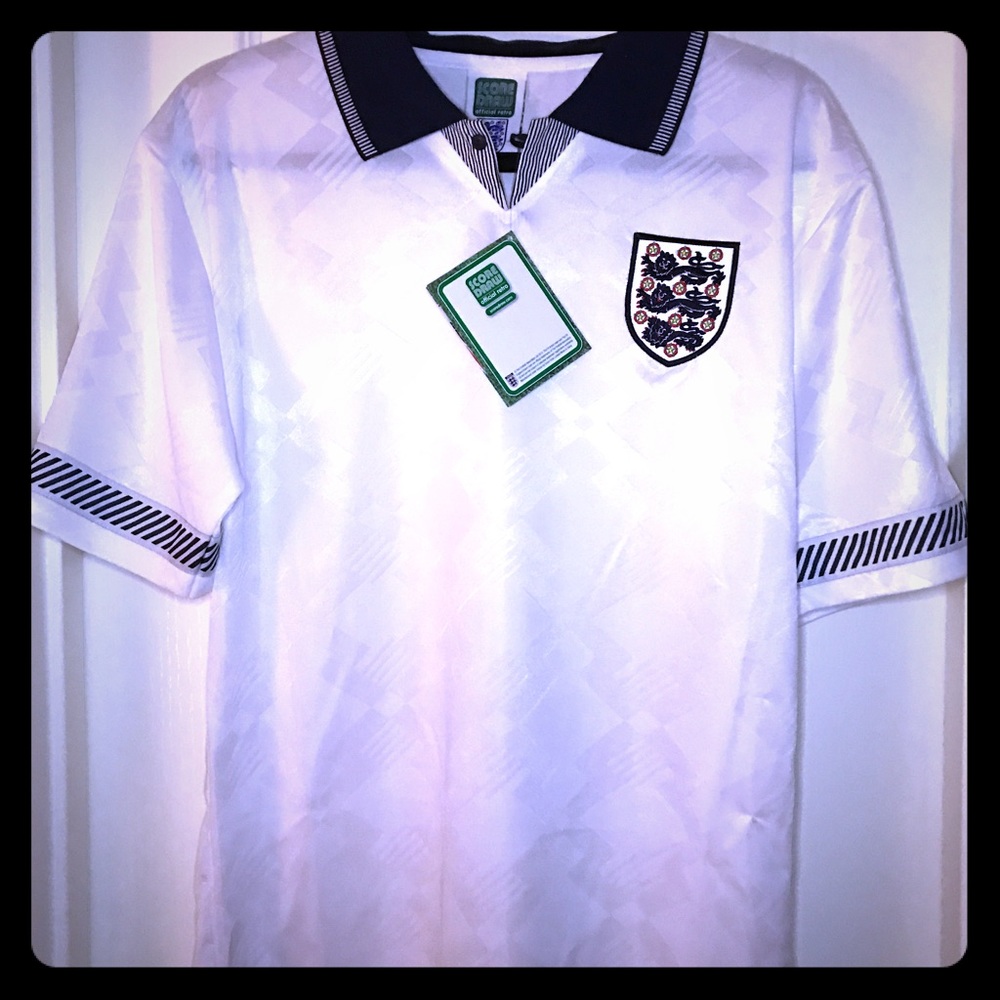 1990 World Cup England replica jersey.